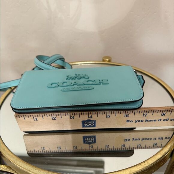 Coach Crossbody Bag Clutch Light Blue Leather - Picture 8 of 10